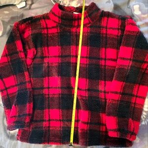 Cozy Red and Black Plaid Fleece Pullover
